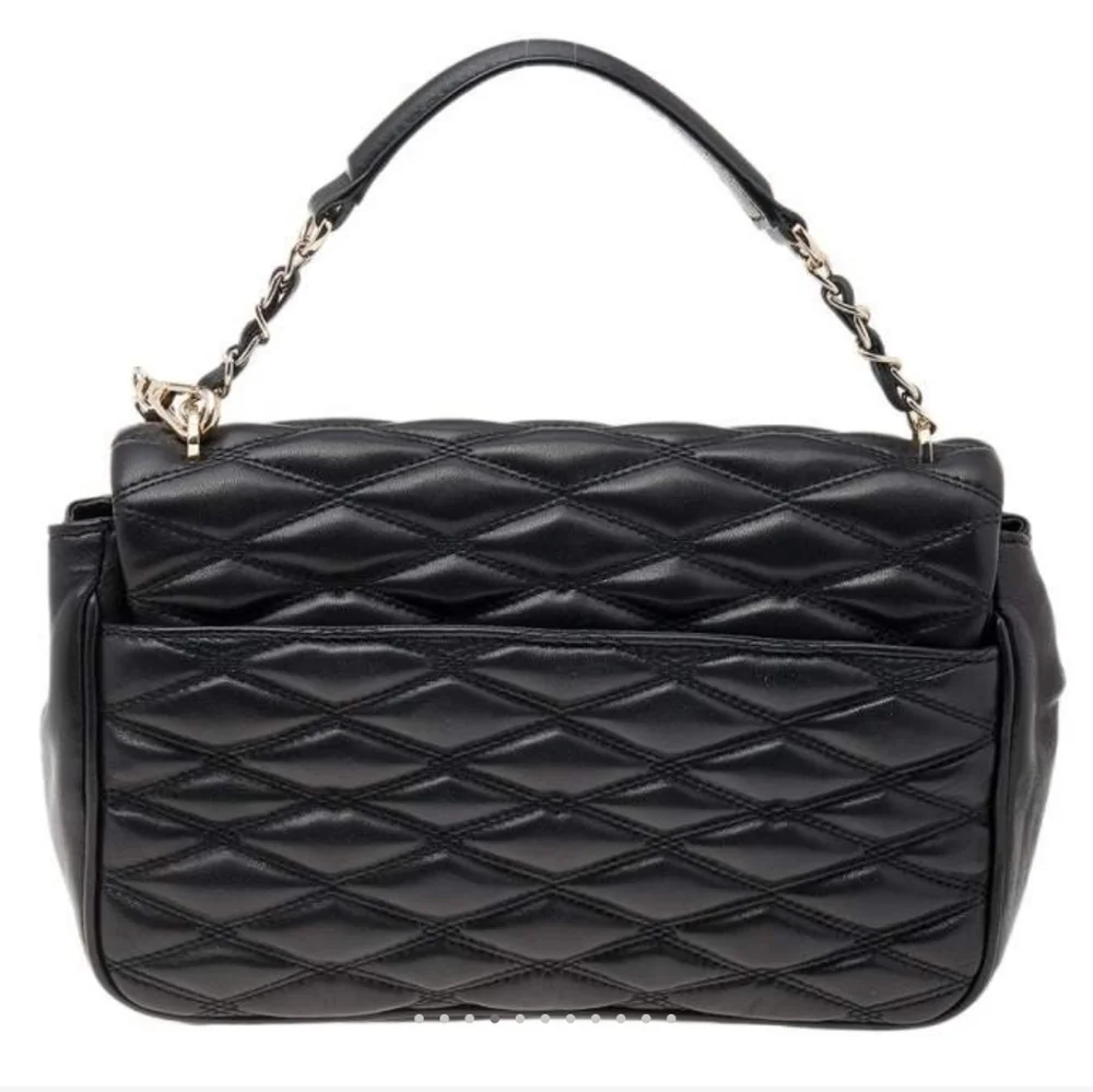 SOLD DKNY Black Diamond Quilted Lamb Leather Lara Top Handle Bag - Picture 4 of 7